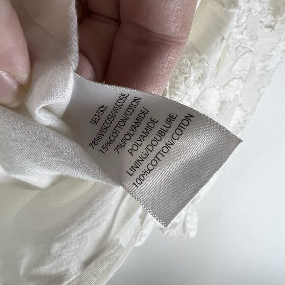 TANYA TAYLOR Top Womens 6 White Sleeveless Wrap Shirt Tie Embroidered Floral - Picture 6 of 9